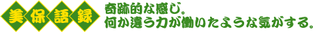 美保語録　奇跡的な感じ。何か違う力が働いたような気がする。